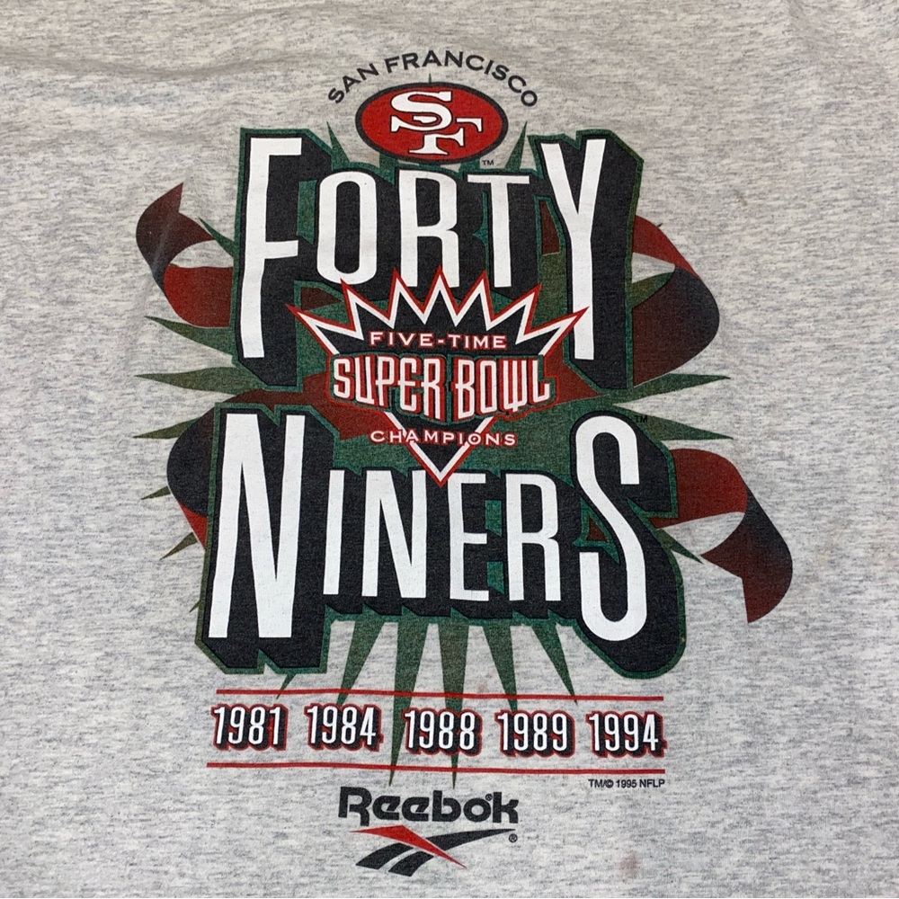 Vintage 1995 San Francisco 49ers 5x Super Bowl Champions‎ T Shirt Size XL Reebok - Picture 2 of 7